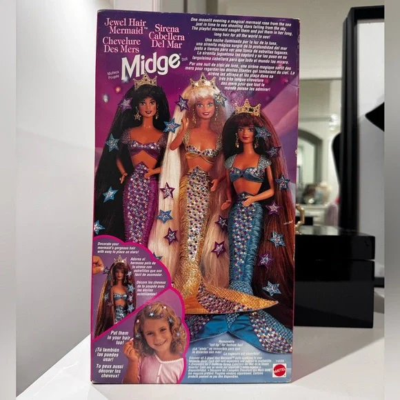 RARE 1994 Barbie Jewel Hair Mermaid Midge Mattel New Foreign Issue collectible - Picture 3 of 8